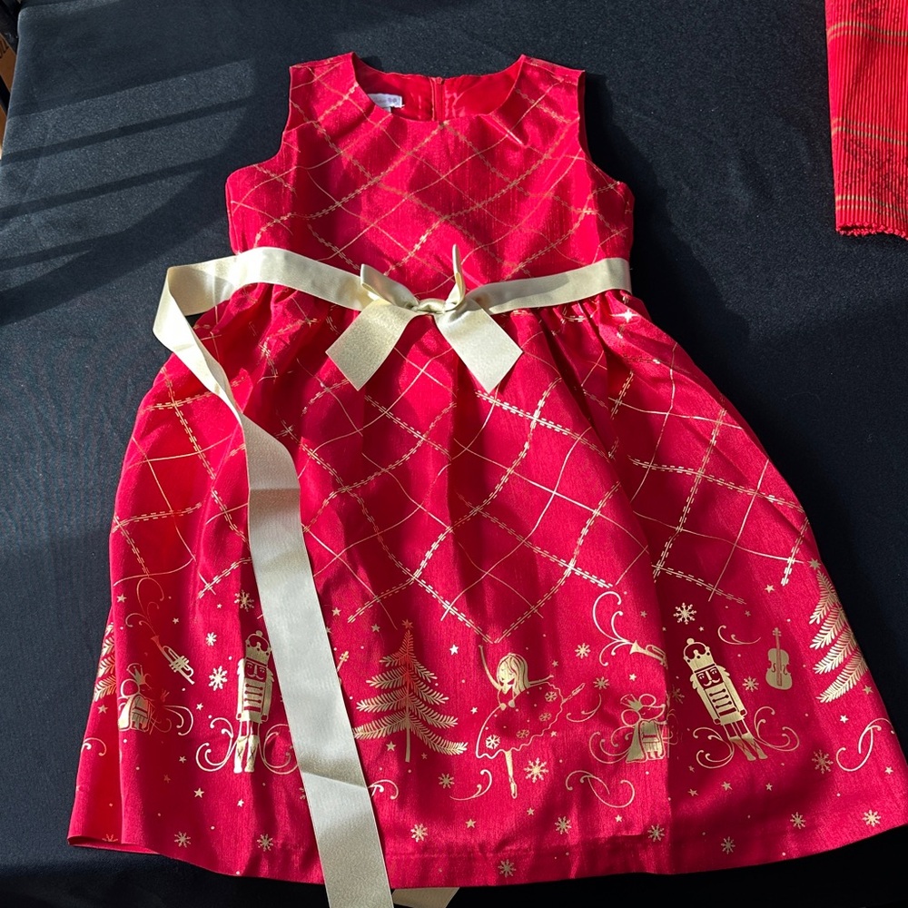 Bonnie Jean Red Dress with Gold Details